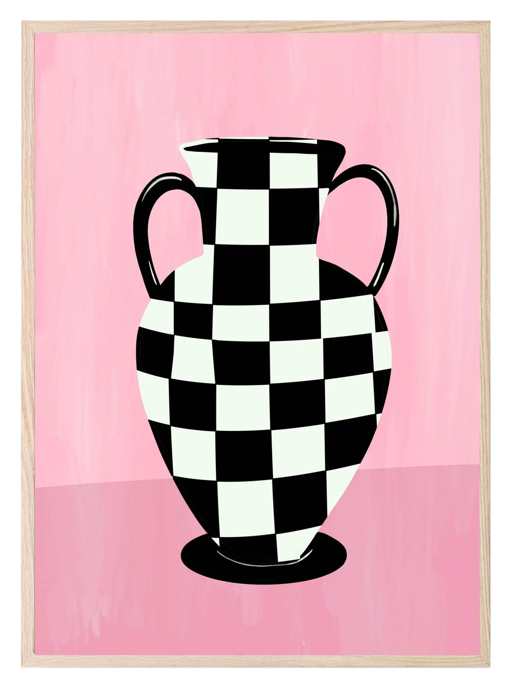 Checkered Vase Print | Pink | Contemporary Wall Art - Larosier Prints