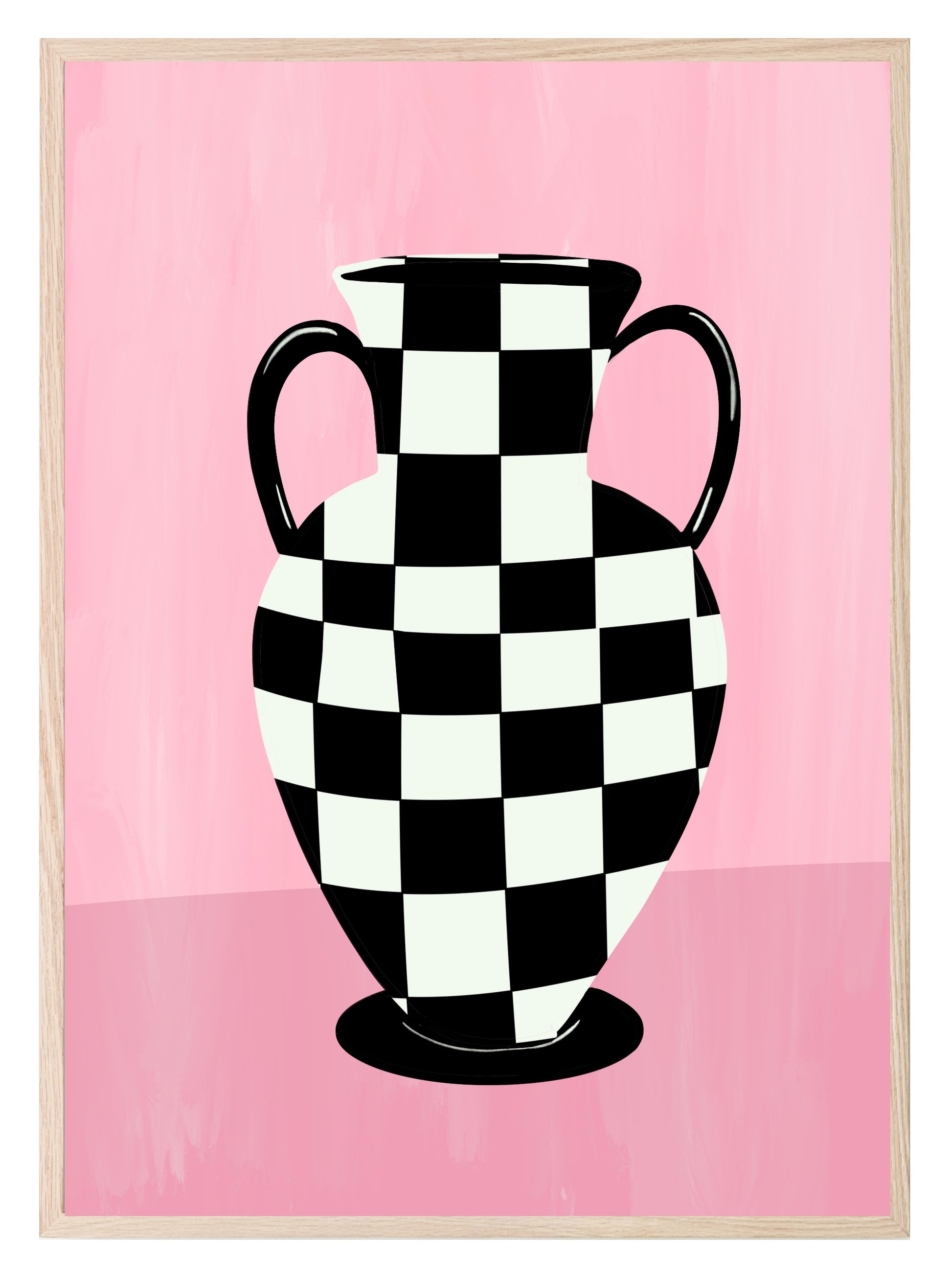 Checkered Vase Print | Pink | Contemporary Wall Art