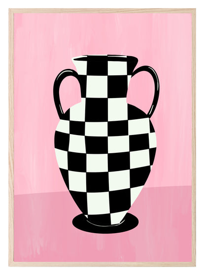 Checkered Vase Print | Pink | Contemporary Wall Art