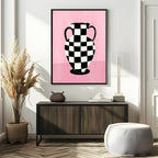 Checkered Vase Print | Pink | Contemporary Wall Art - Larosier Prints