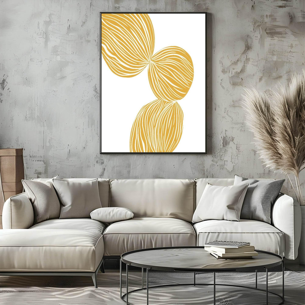 Mustard Line Pattern Print | Contemporary Wall Art - Larosier Prints
