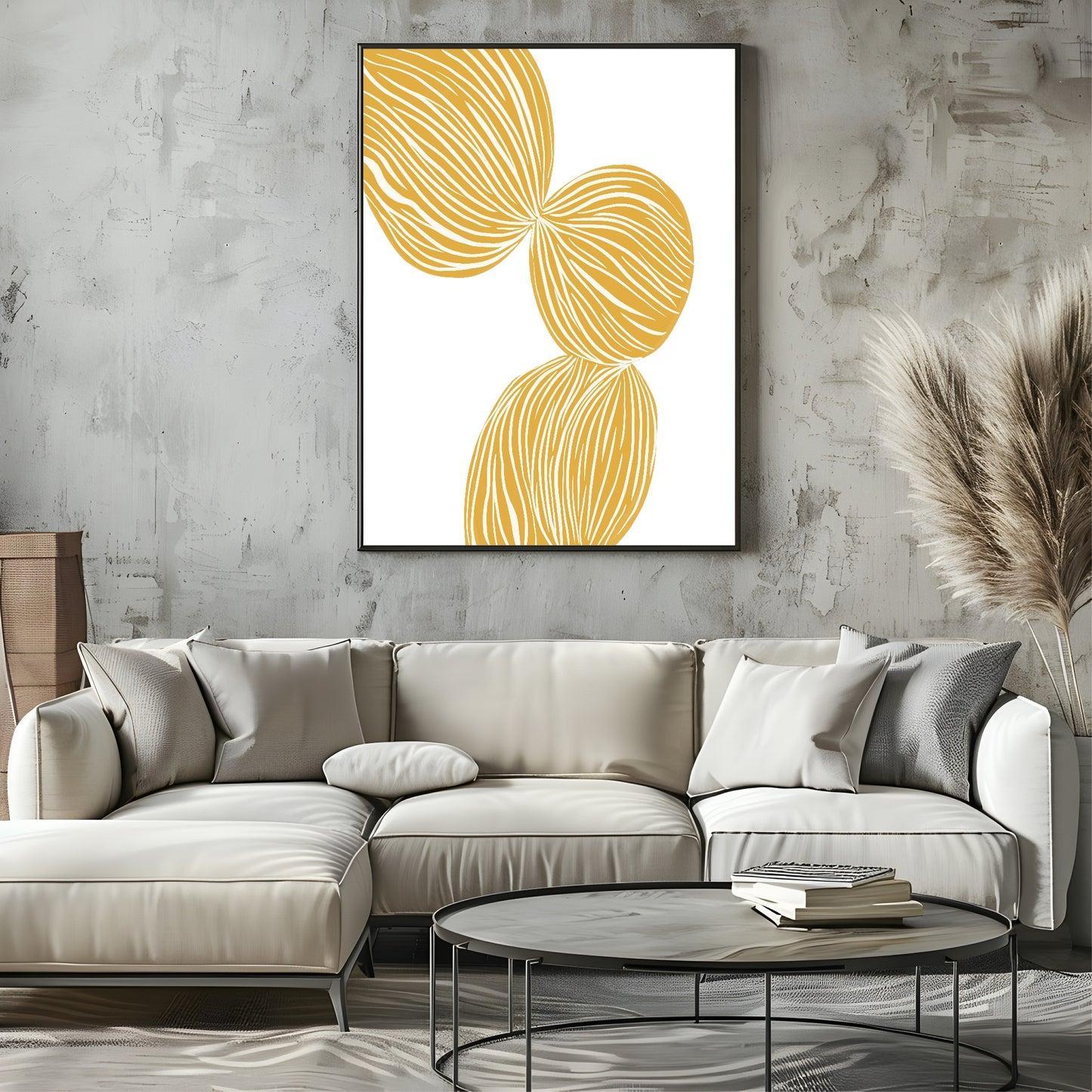 Mustard Line Pattern Print | Contemporary Wall Art