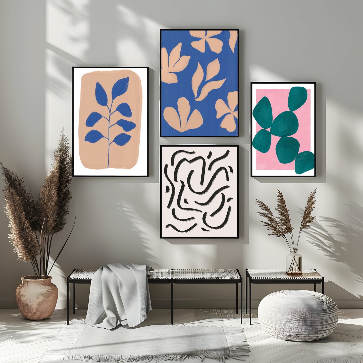 Blue Leaves Print | Abstract Wall Art