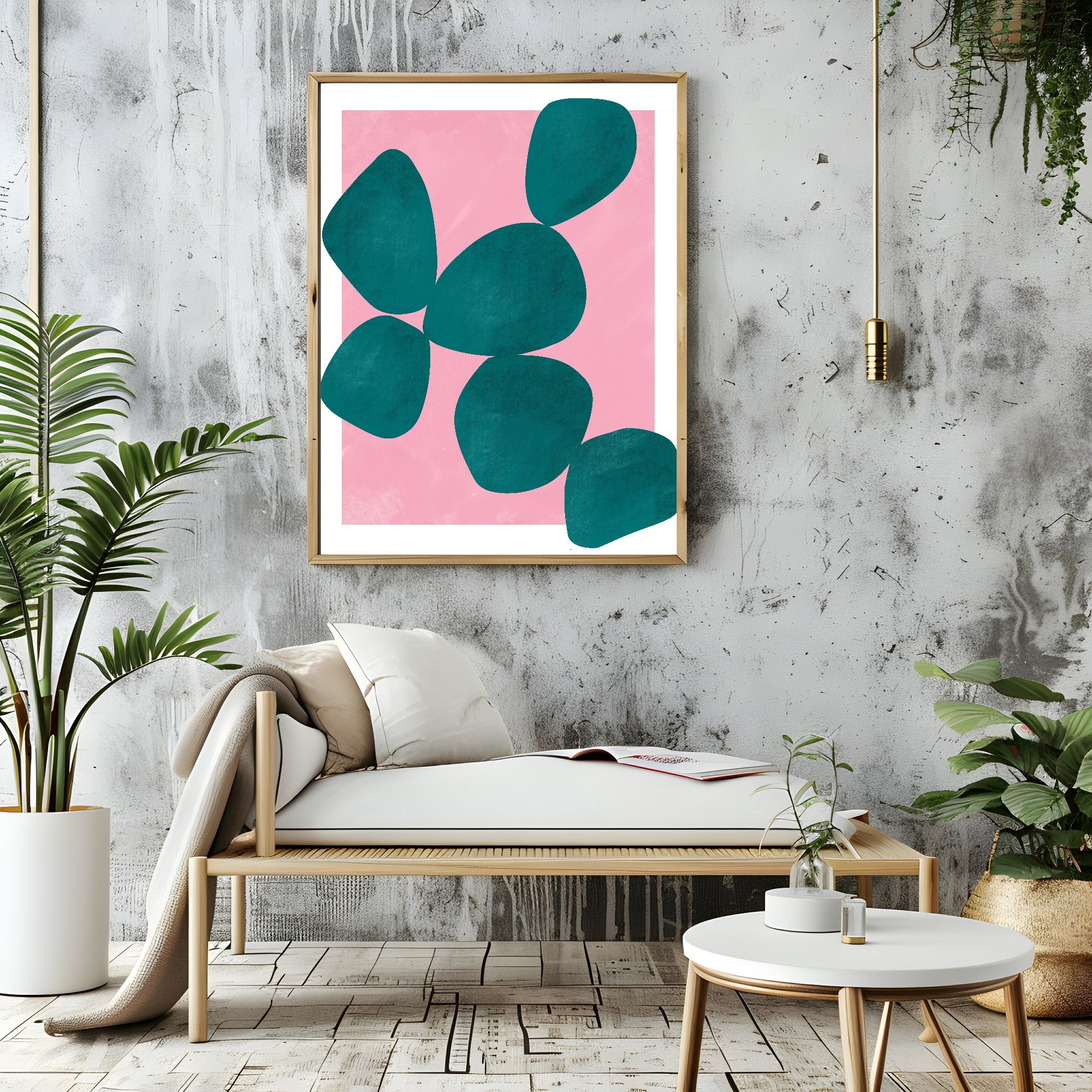 Pink & Teal Abstract Print | Contemporary Wall Art