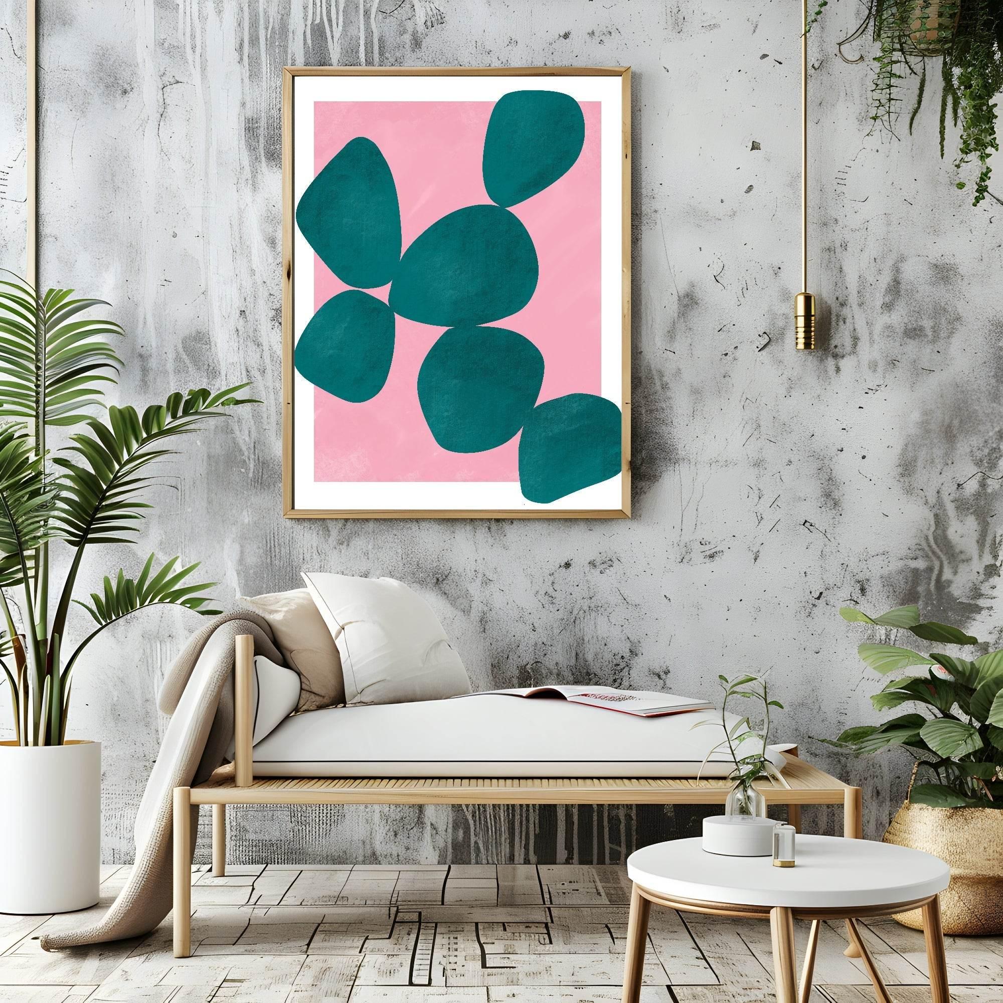 Pink & Teal Abstract Print | Contemporary Wall Art - Larosier Prints