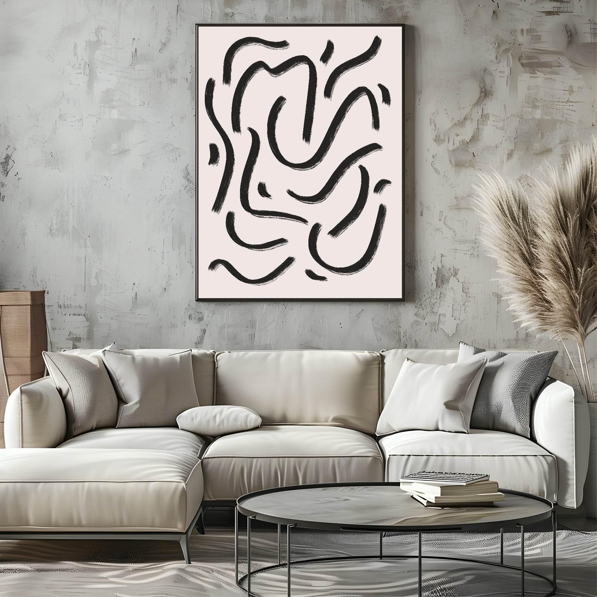 Black Lines Print | Abstract Wall Art - Larosier Prints
