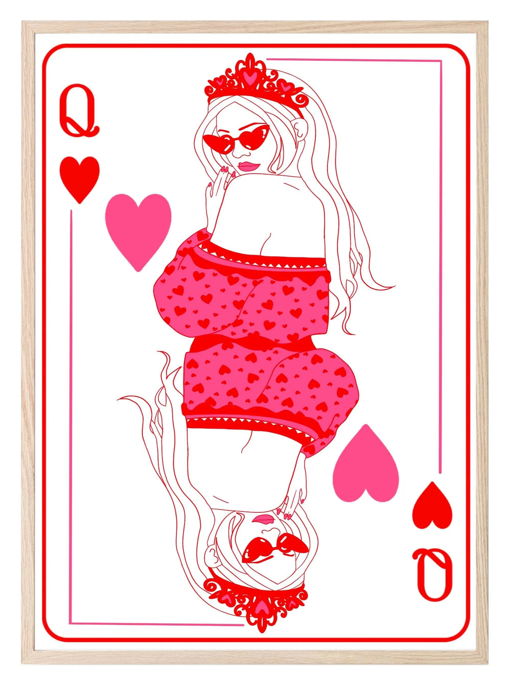 Queen Of Hearts Print | Pink | Colourful Wall Art - Larosier Prints