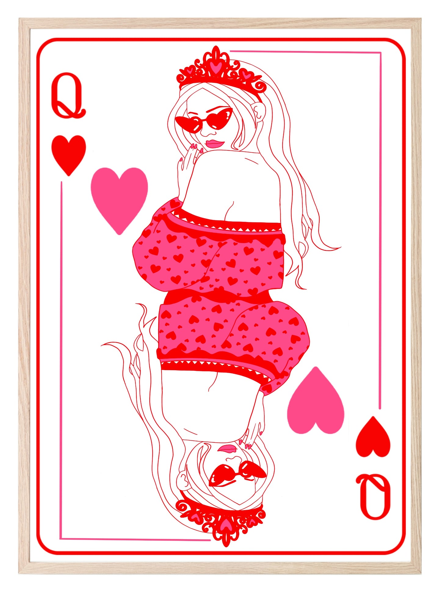 Queen Of Hearts Print | Pink | Colourful Wall Art