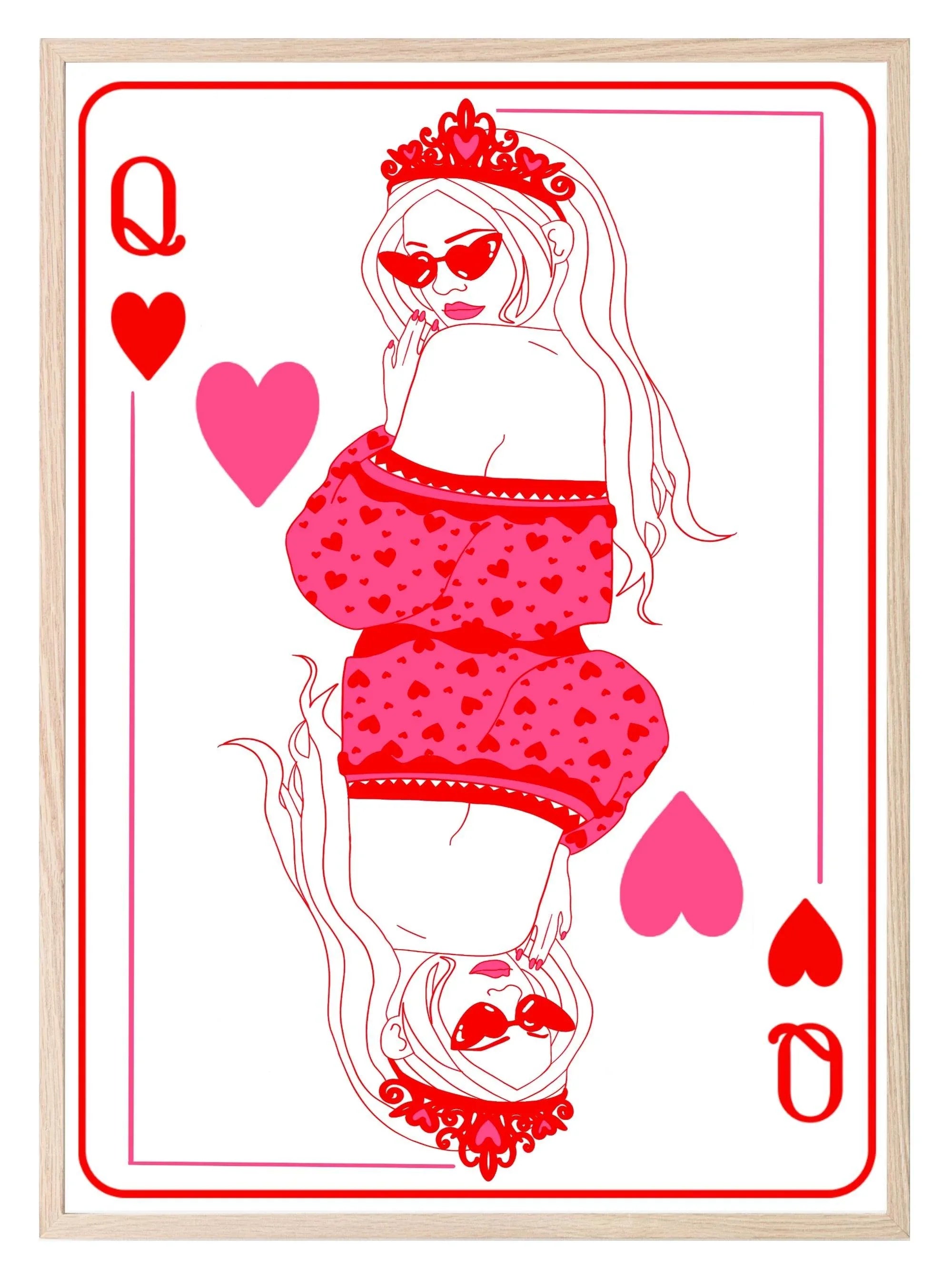 Queen Of Hearts Print | Pink | Colourful Wall Art - Larosier Prints