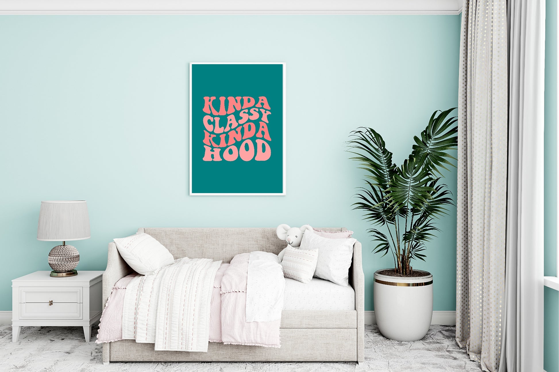 Kinda Classy Kinda Hood Print | Pink & Green | Colourful Wall Art