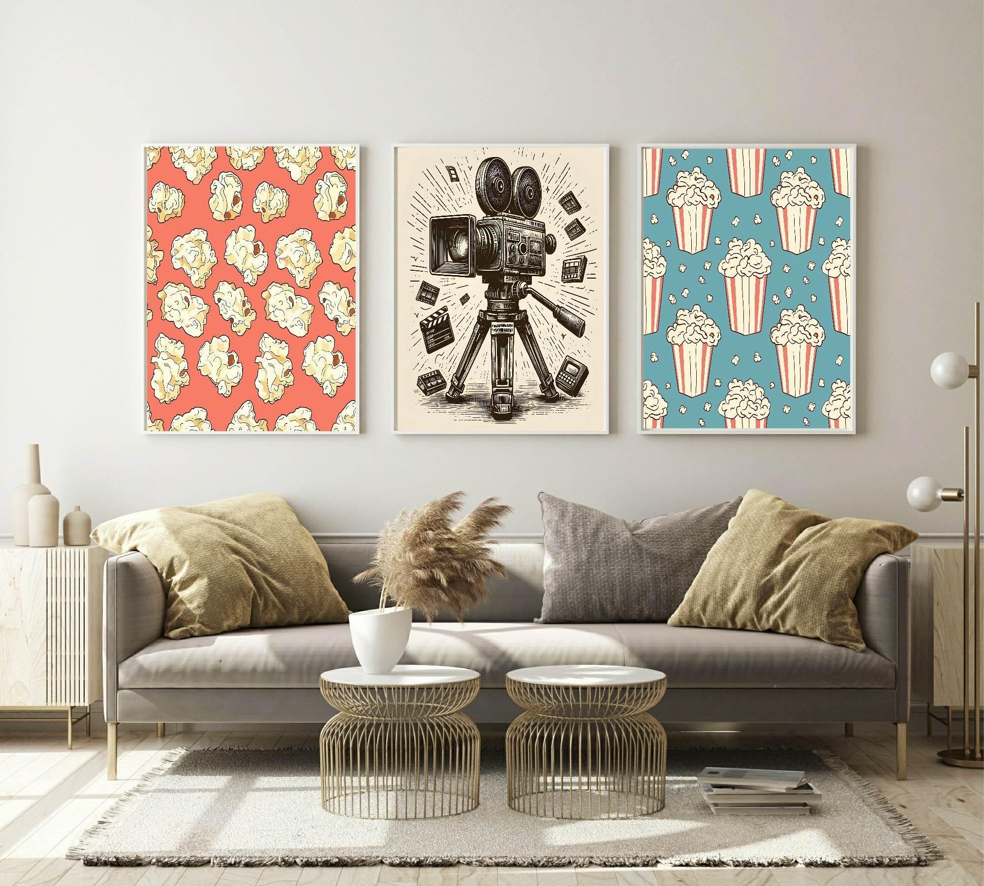 Popcorn Pattern Print | Red | Retro Style Wall Art - Larosier Prints