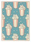 Popcorn Pattern Print | Blue | Retro Style Wall Art - Larosier Prints