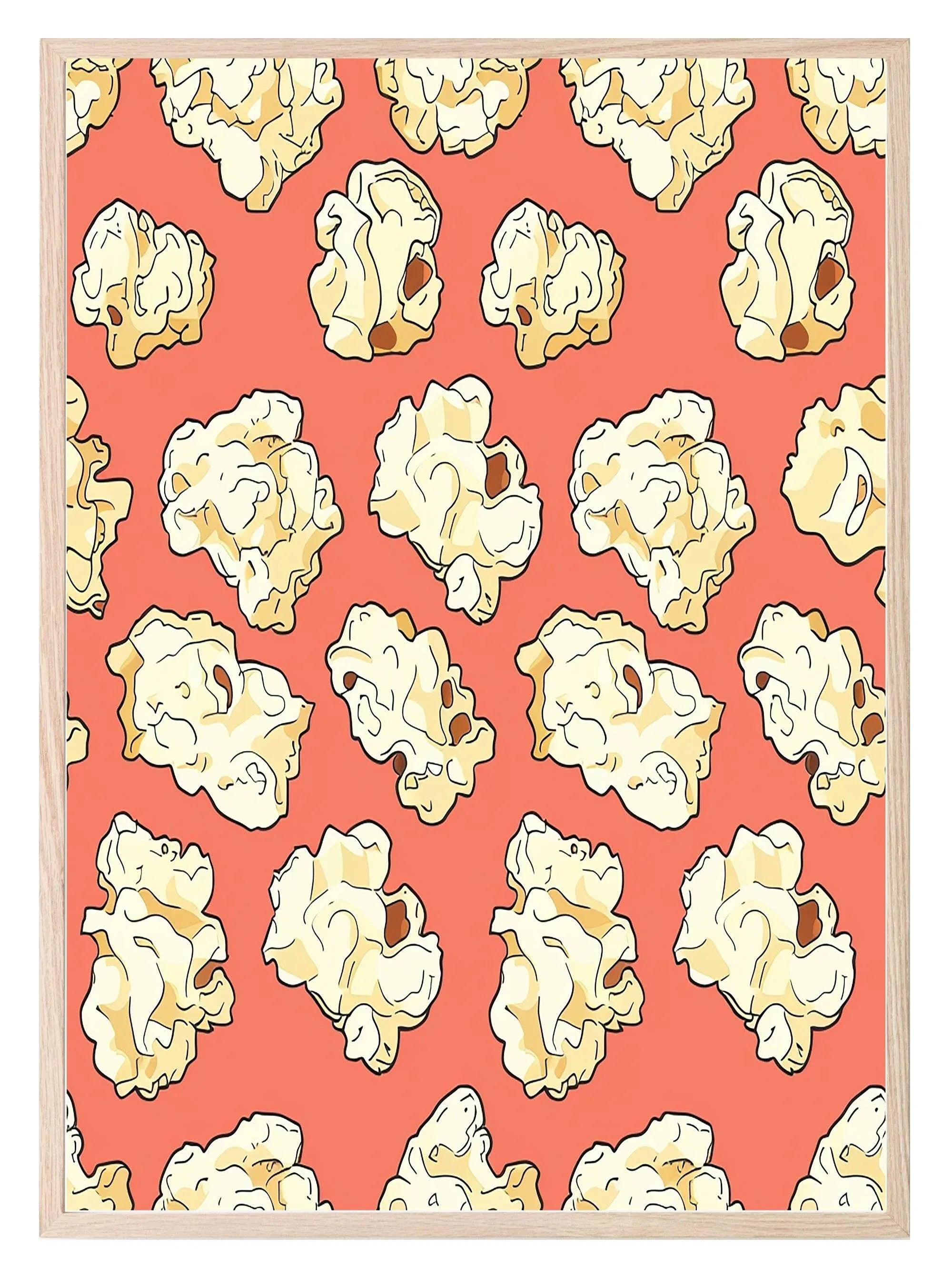 Popcorn Pattern Print | Red | Retro Style Wall Art - Larosier Prints