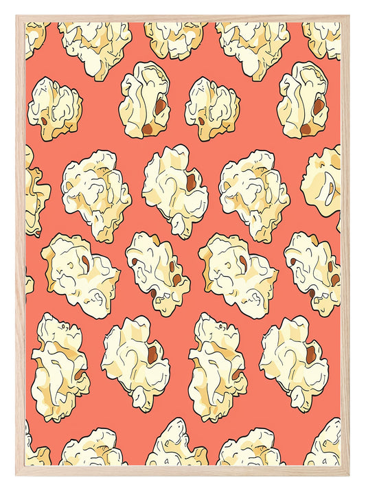 Popcorn Pattern Print | Red | Retro Style Wall Art