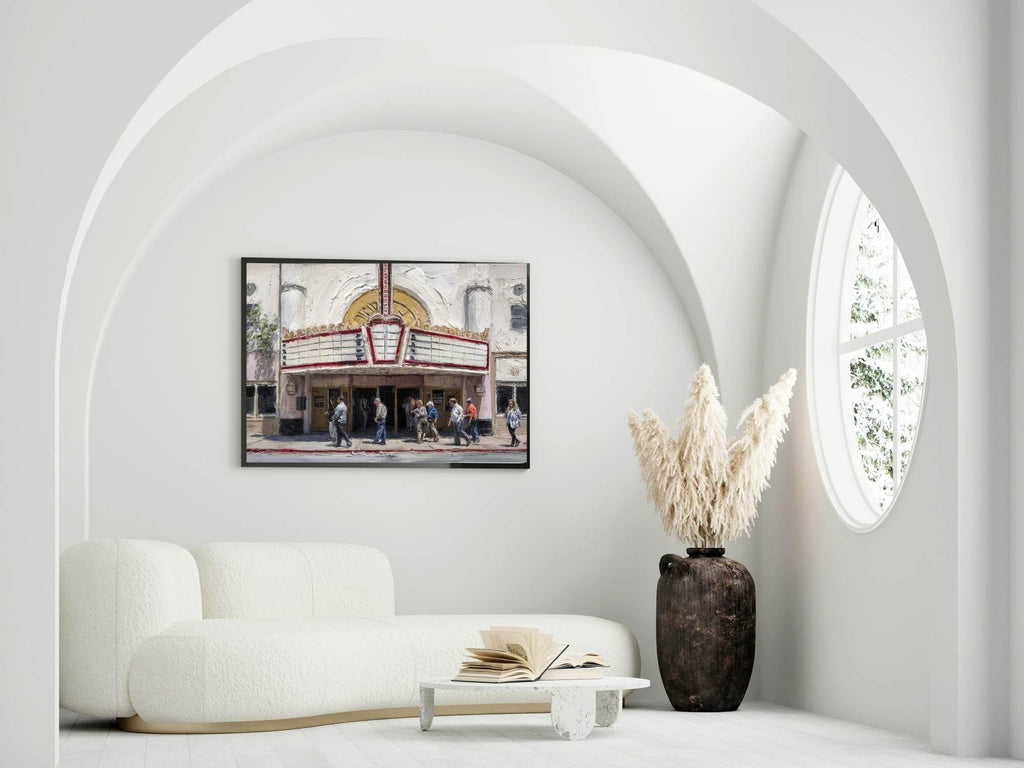 Cinema Print | Outside Vintage Cinema | Oil Painting Art - Larosier Prints