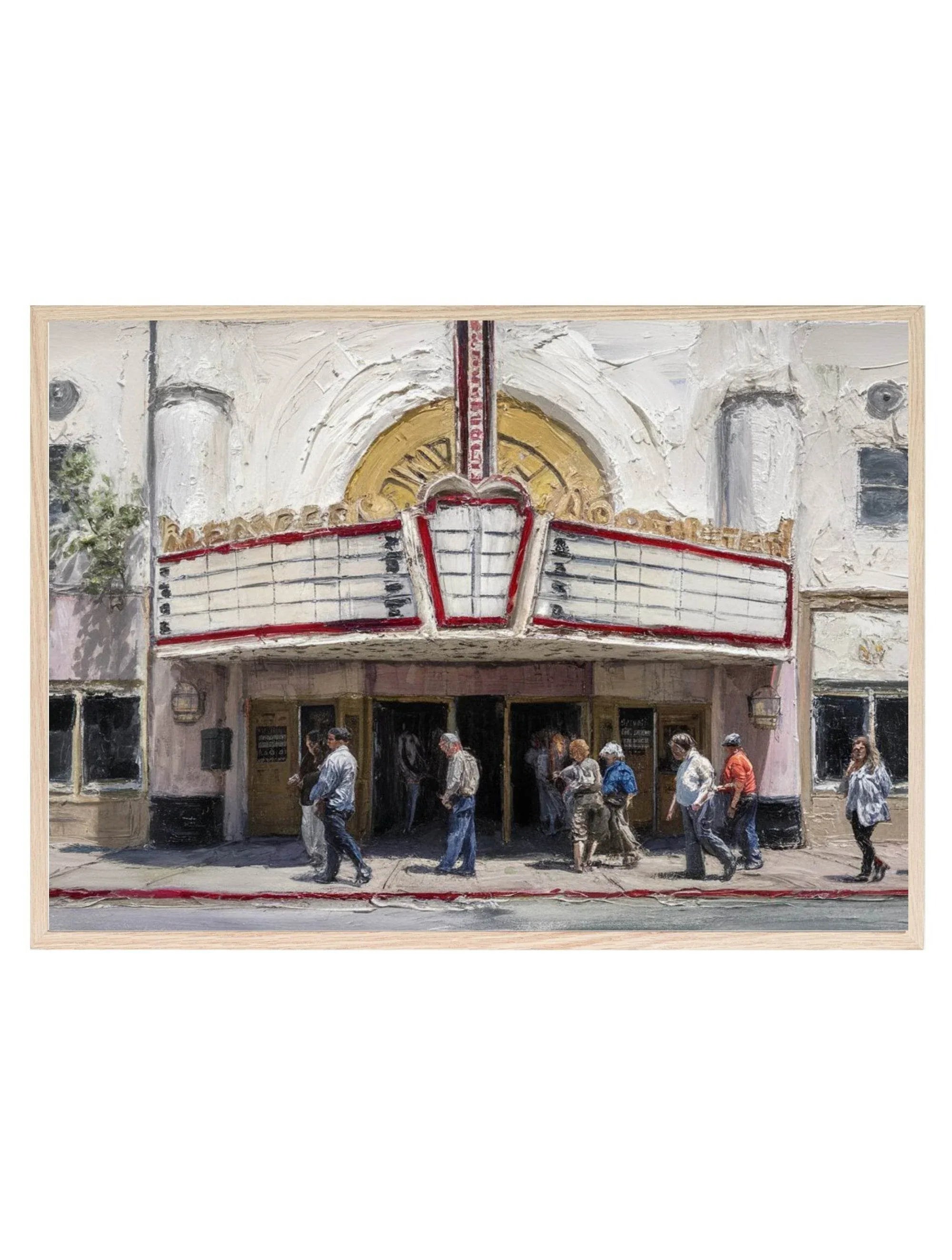 Cinema Print | Outside Vintage Cinema | Oil Painting Art - Larosier Prints