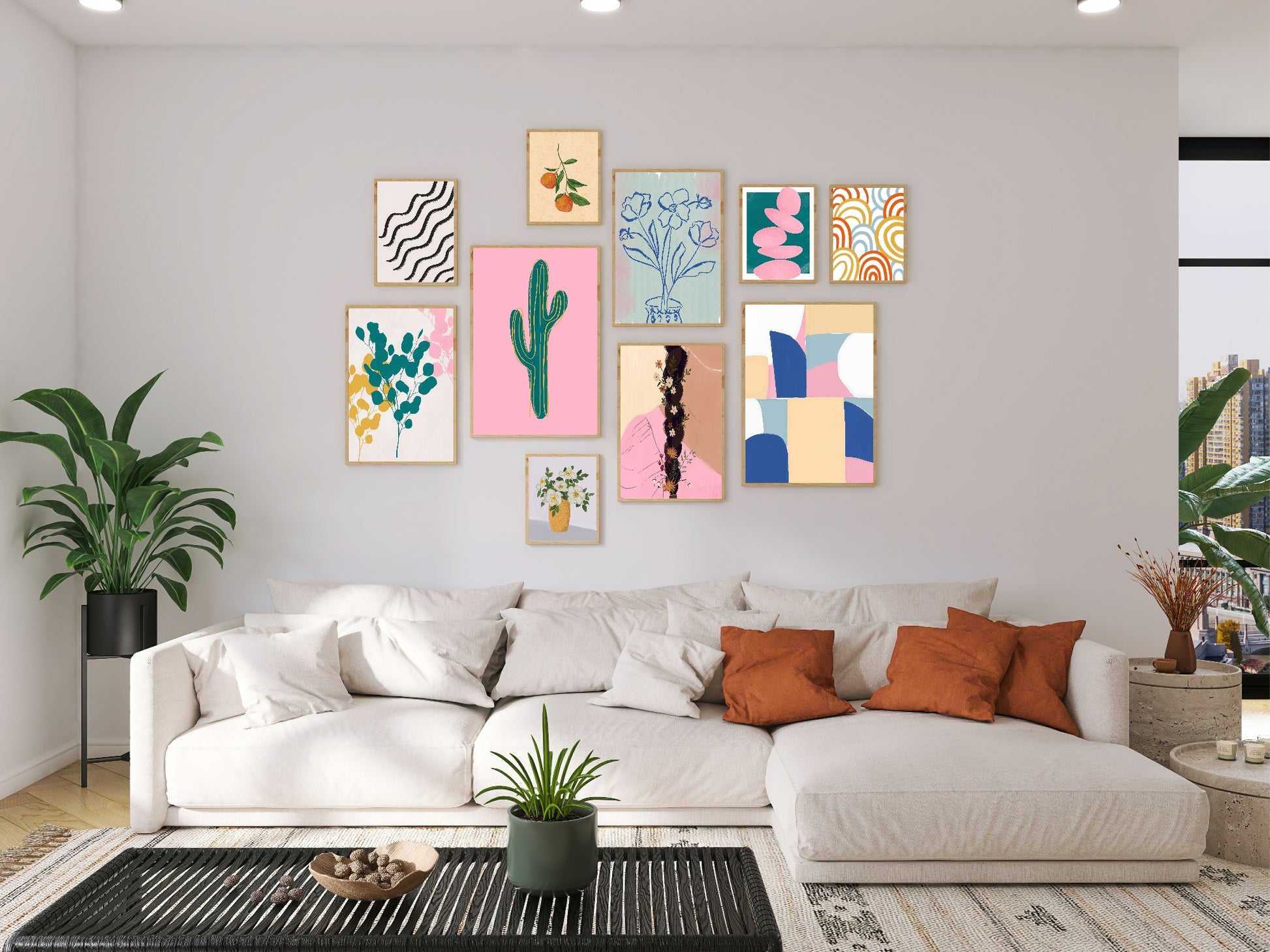 Cactus Print | Pink | Contemporary Wall Art