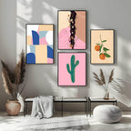 Floral Plait Print | Girl In Pink Dress | Contemporary Wall Art - Larosier Prints