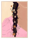Floral Plait Print | Girl In Pink Dress | Contemporary Wall Art - Larosier Prints