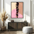 Floral Plait Print | Girl In Pink Dress | Contemporary Wall Art - Larosier Prints