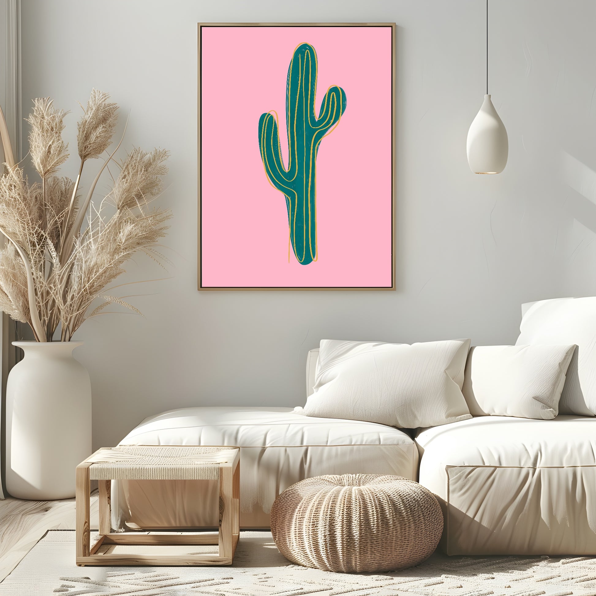 Cactus Print | Pink | Contemporary Wall Art