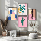 Colourful Branches Print | Mustard, Teal & Pink | Contemporary Wall Art - Larosier Prints