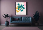 Colourful Branches Print | Mustard, Teal & Pink | Contemporary Wall Art - Larosier Prints