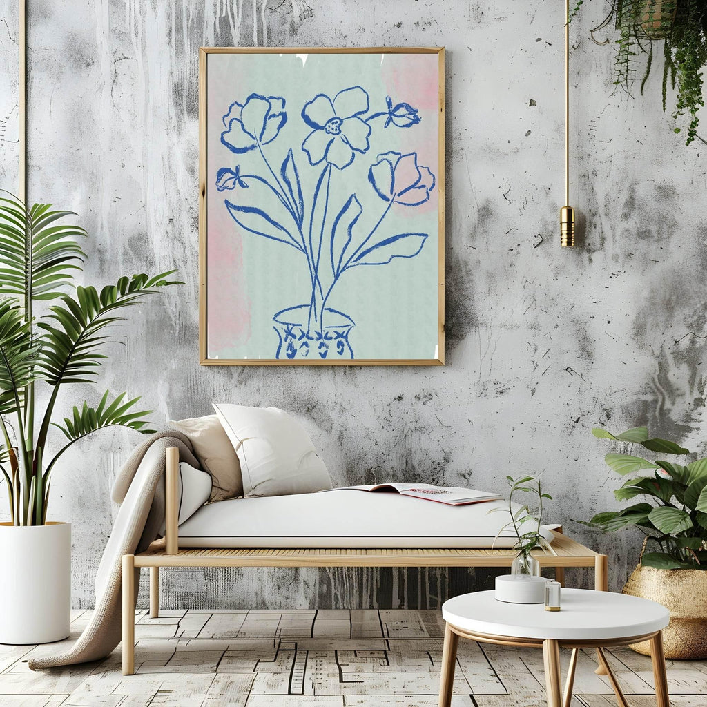Flowers In Pot Print | Contemporary Wall Art - Larosier Prints