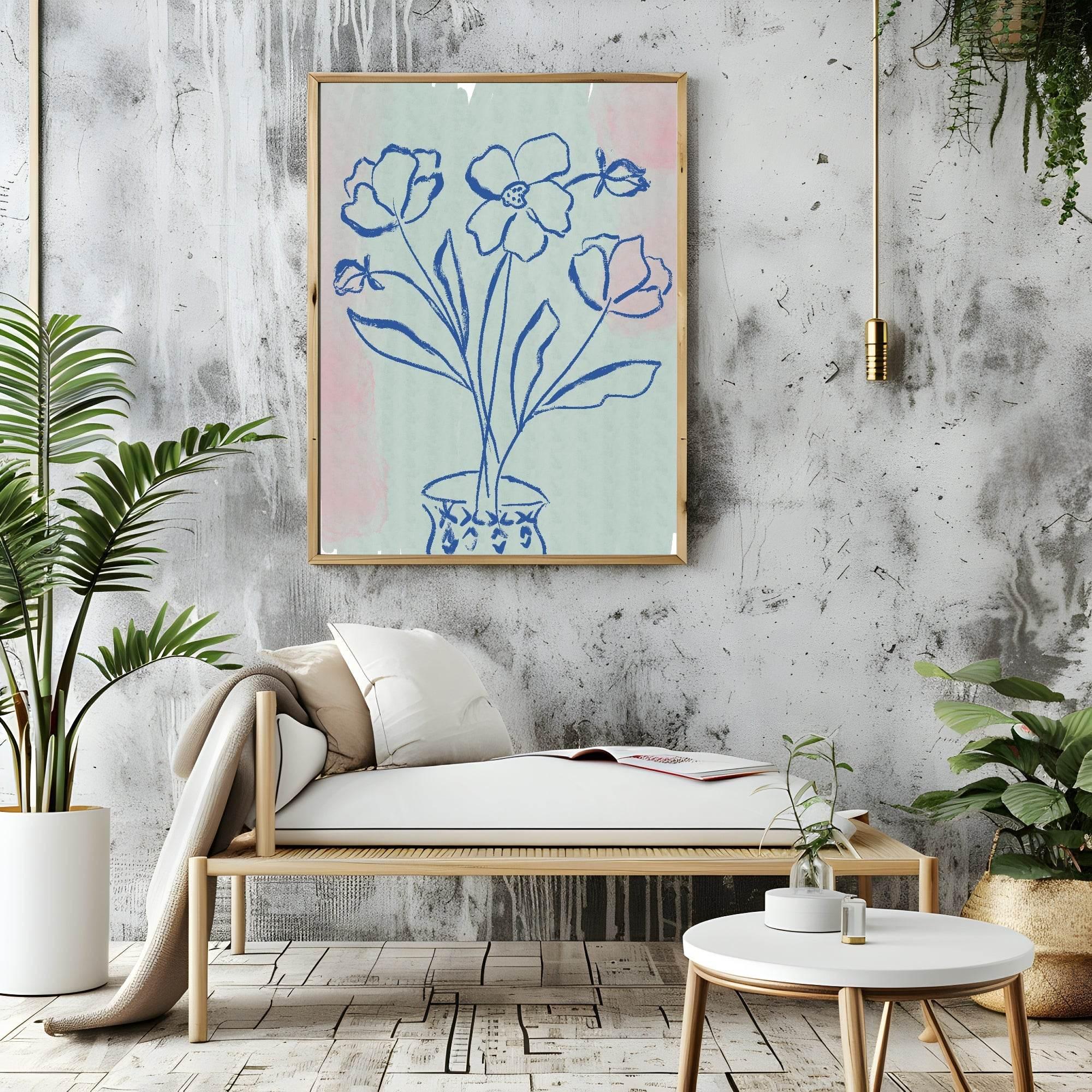 Flowers In Pot Print | Contemporary Wall Art - Larosier Prints