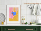 Drinking Tea Print | Woman In Yellow Dress & Red Nails | Contemporary Wall Art - Larosier Prints