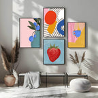 Pinstripe Colour Block Print | Contemporary Wall Art - Larosier Prints