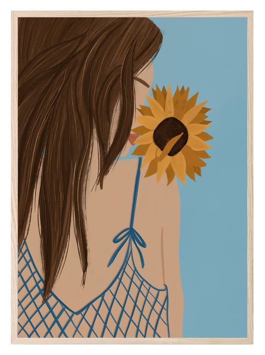 Sunflower Girl Print | Contemporary Wall Art