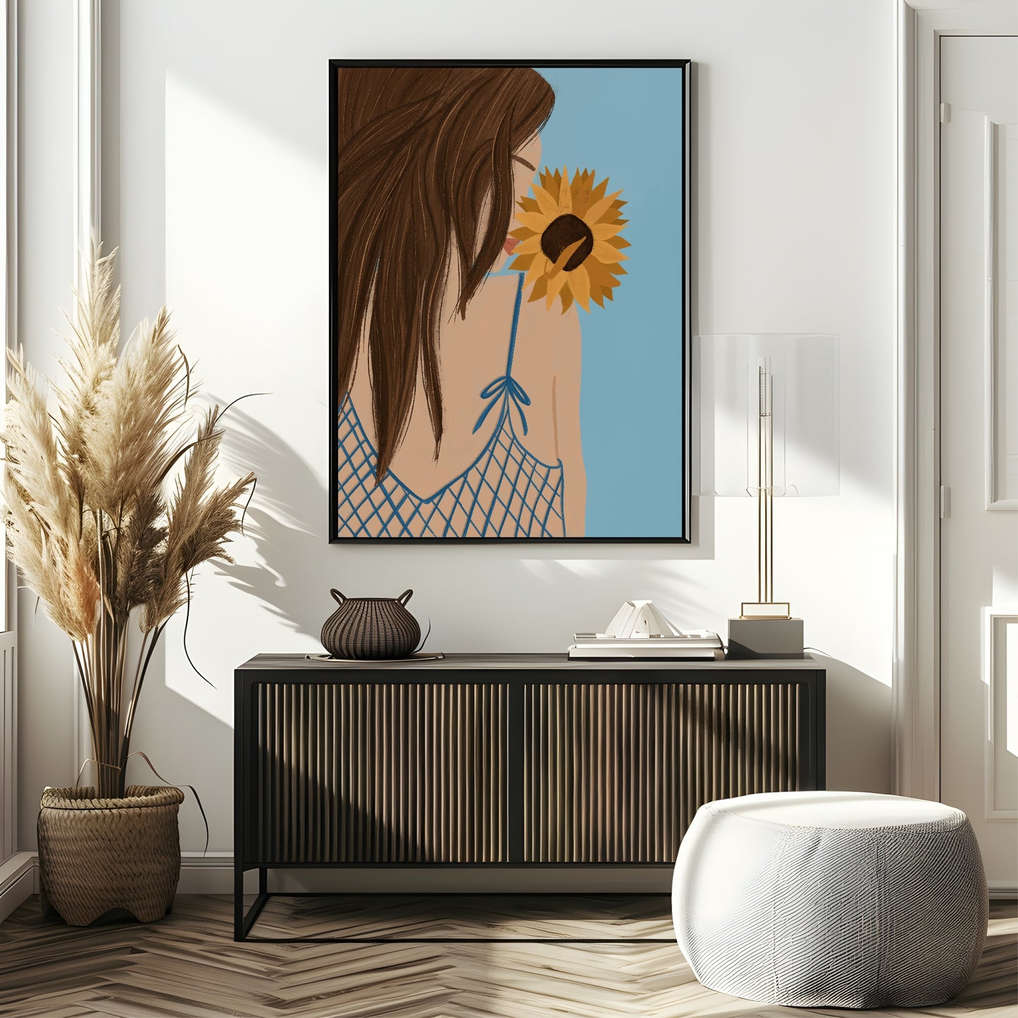 Sunflower Girl Print | Contemporary Wall Art