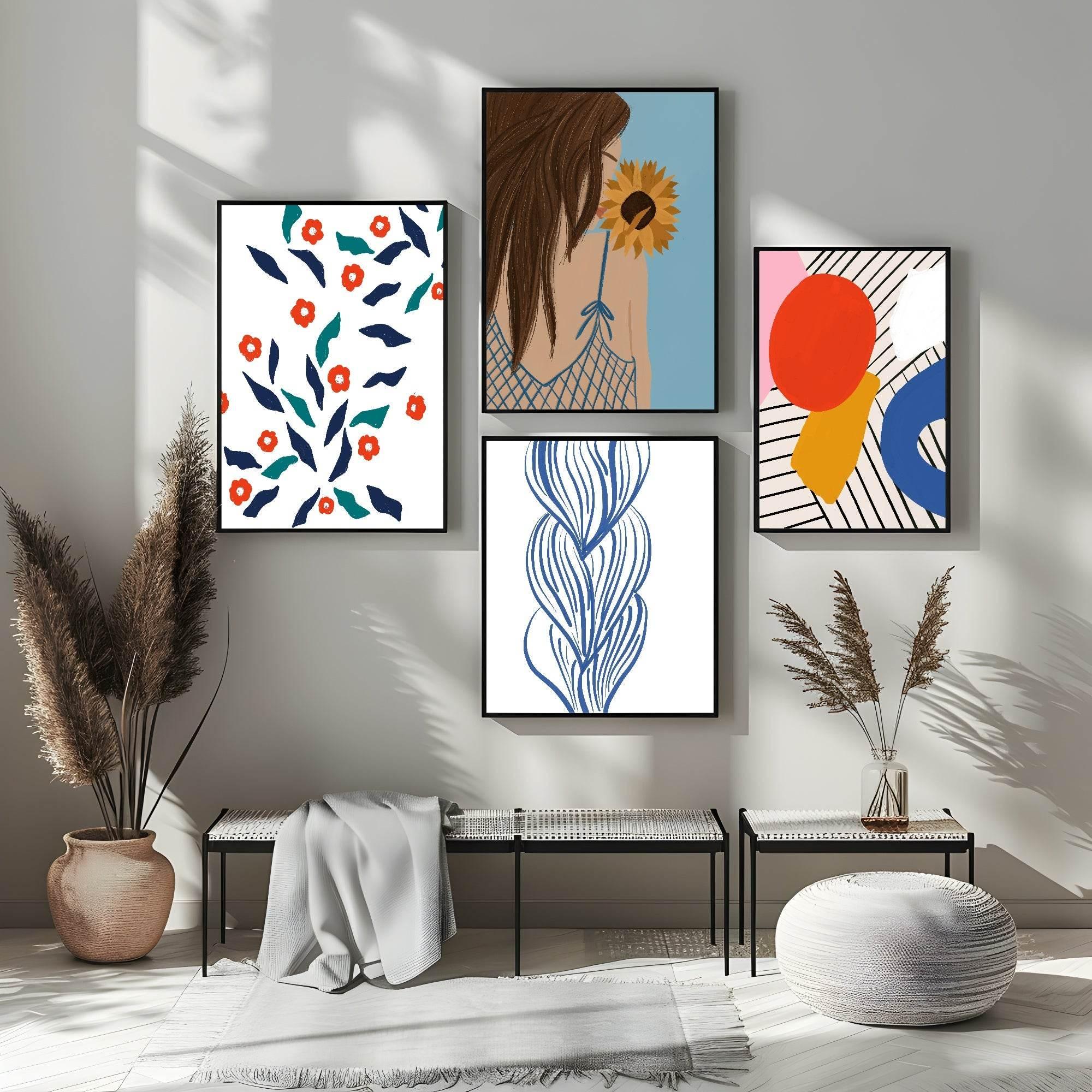 Sunflower Girl Print | Contemporary Wall Art - Larosier Prints