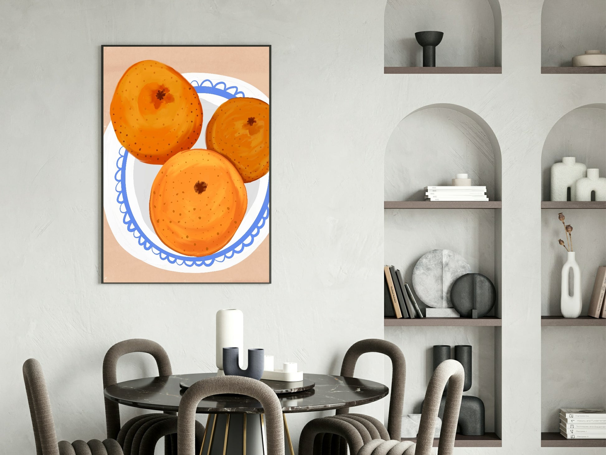 Oranges On A Plate Print | Contemporary Wall Art