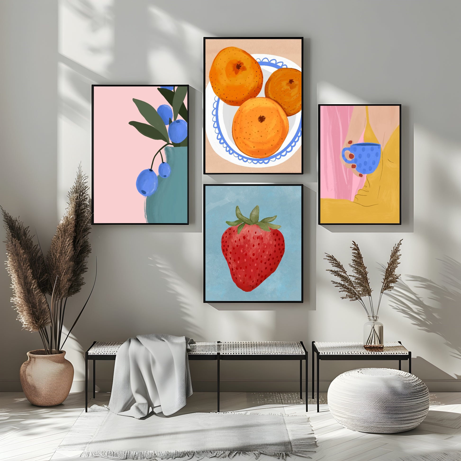 Oranges On A Plate Print | Contemporary Wall Art