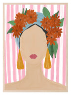 Lady Portrait Print | Pink Stripes | Contemporary Wall Art - Larosier Prints
