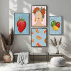 Lady Portrait Print | Pink Stripes | Contemporary Wall Art - Larosier Prints