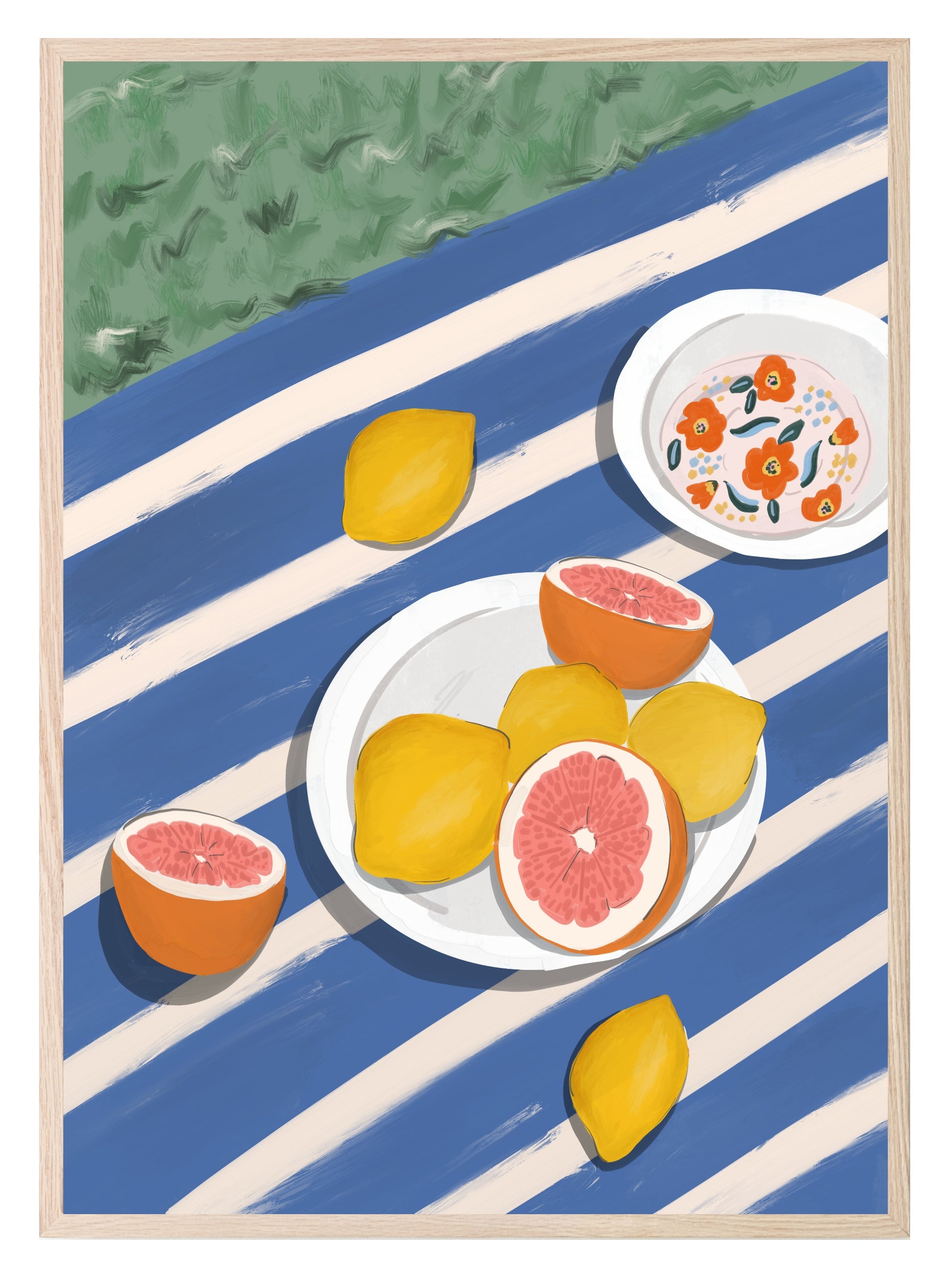 Picnic With Lemons & Grapefruits Print | Contemporary Wall Art