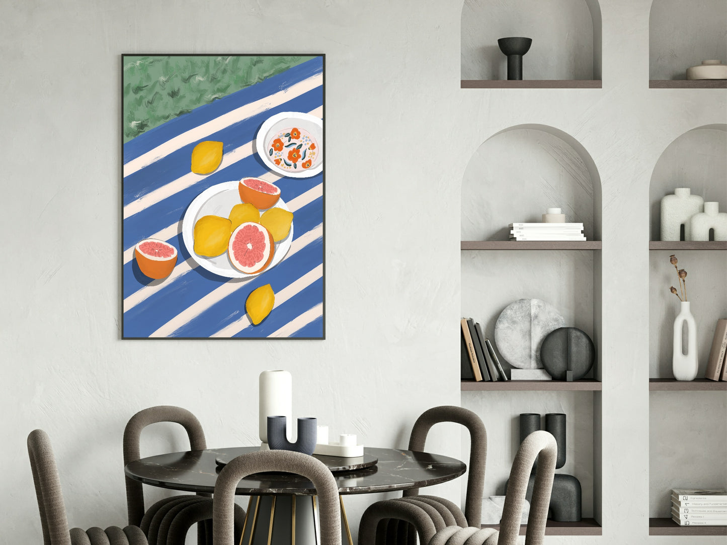 Picnic With Lemons & Grapefruits Print | Contemporary Wall Art