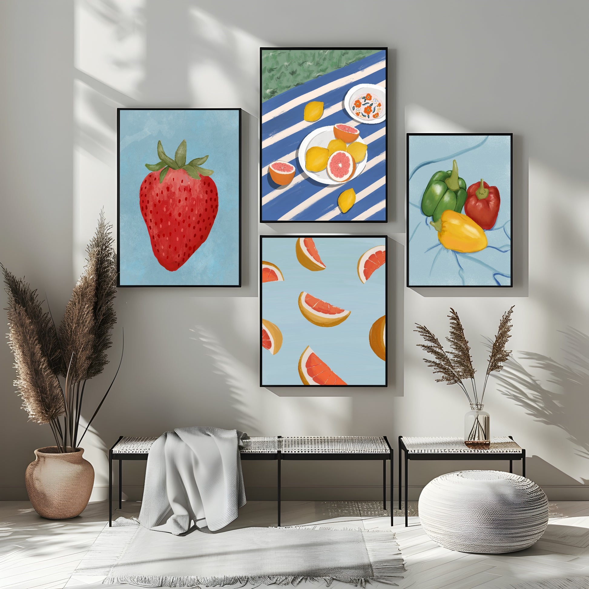 Picnic With Lemons & Grapefruits Print | Contemporary Wall Art