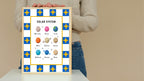 Blue Checked & Stars Solar System Poster | Educational Wall Art