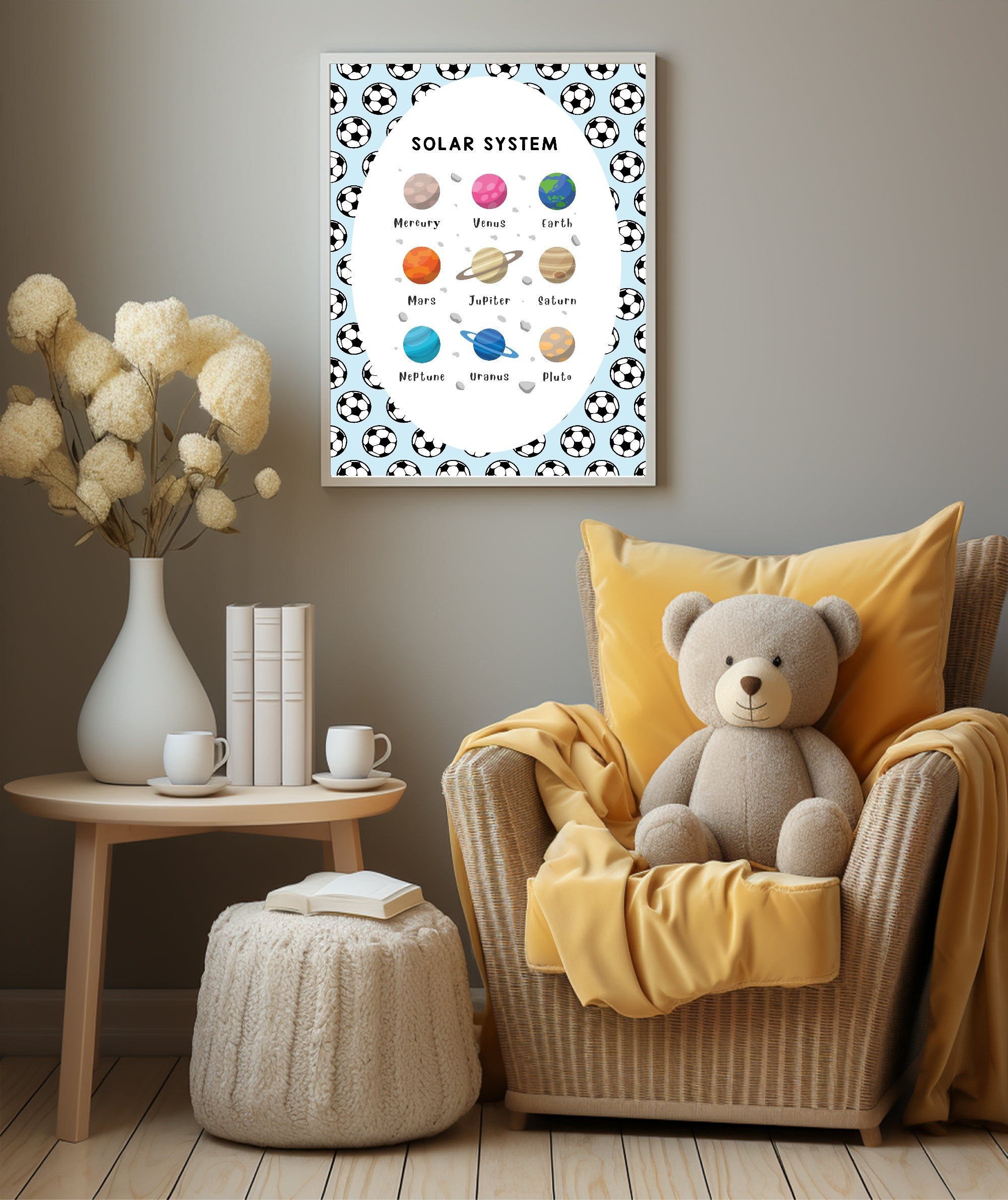 Blue Football Solar System Poster | Educational Wall Art