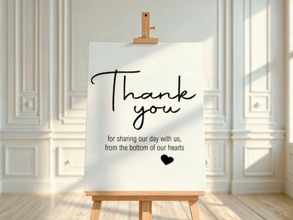 Minimalist Thank You Wedding Sign | Black & White