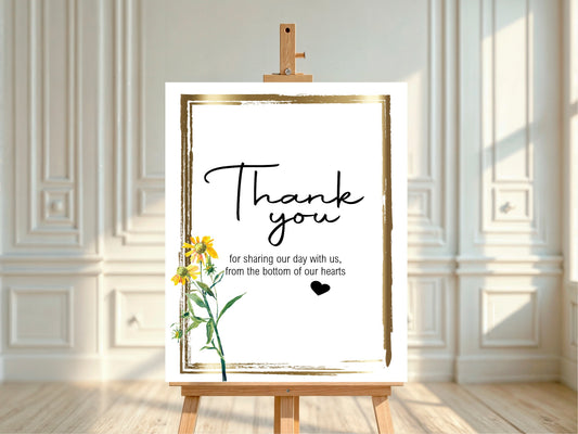 Wild Flowers Thank You Wedding Sign