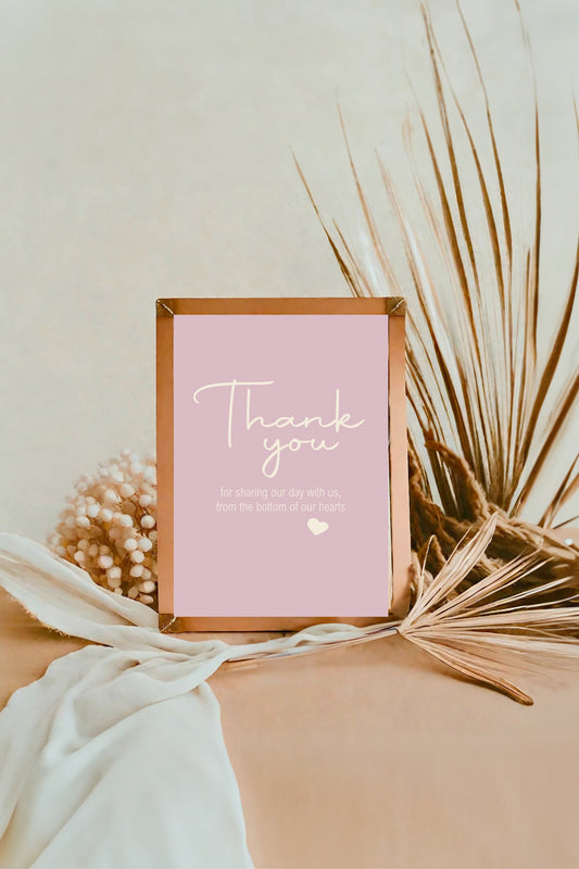 Dusky Pink Thank You Wedding Party Sign