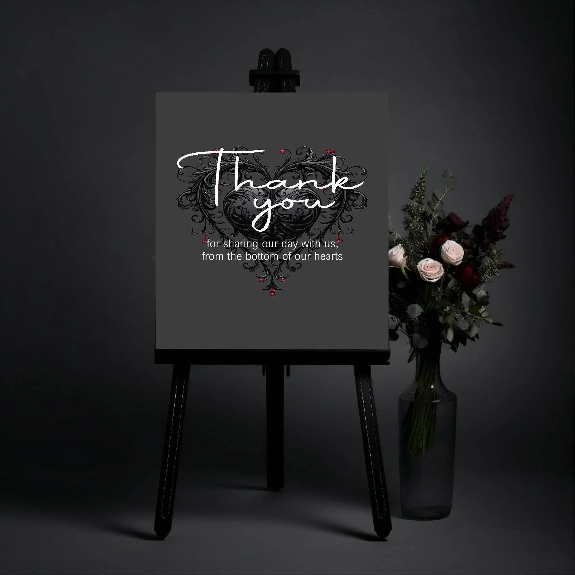 Gothic Thank You Wedding Party Sign - Larosier Prints