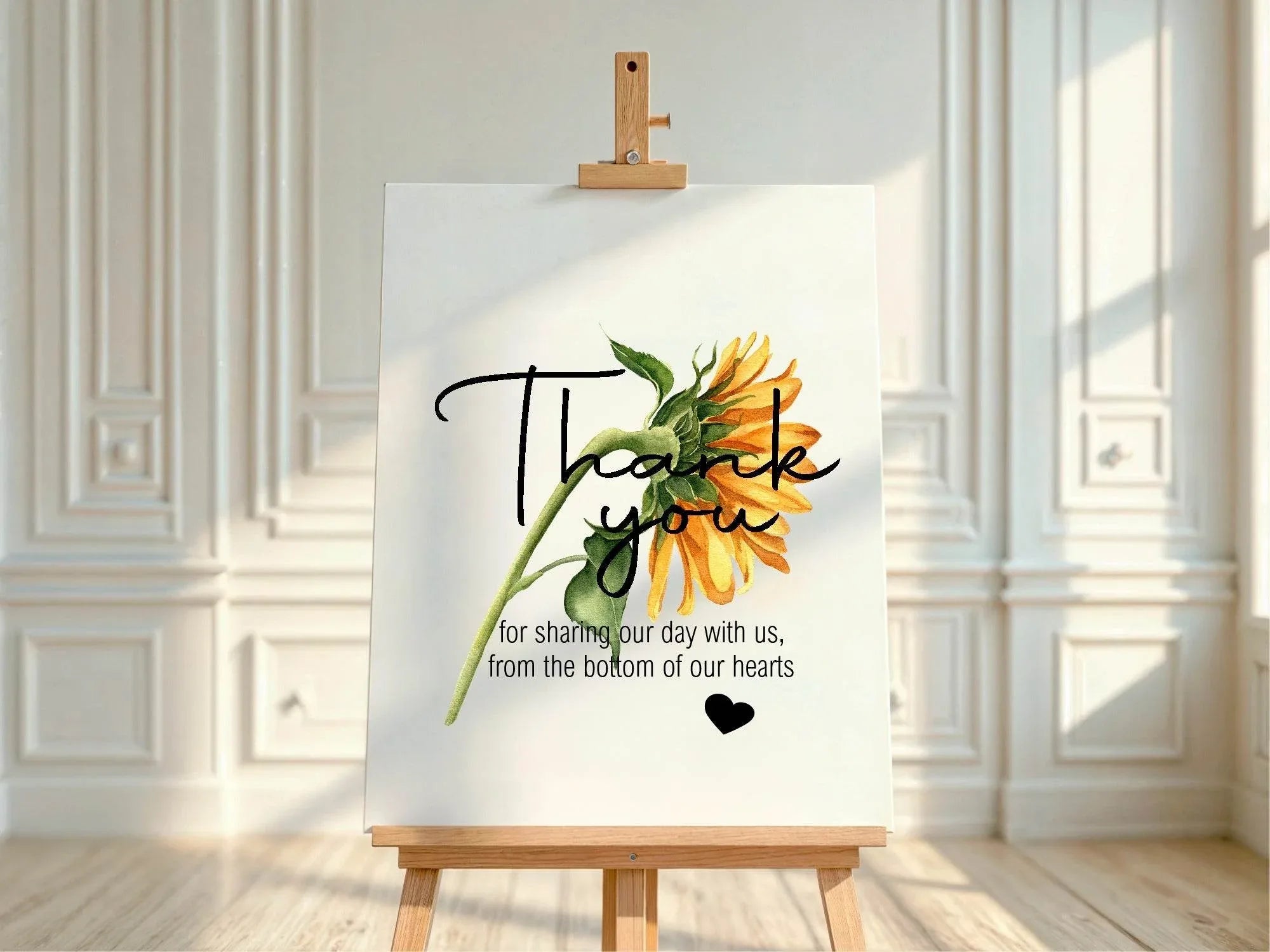 Sunflower Thank You Wedding Party Sign - Larosier Prints