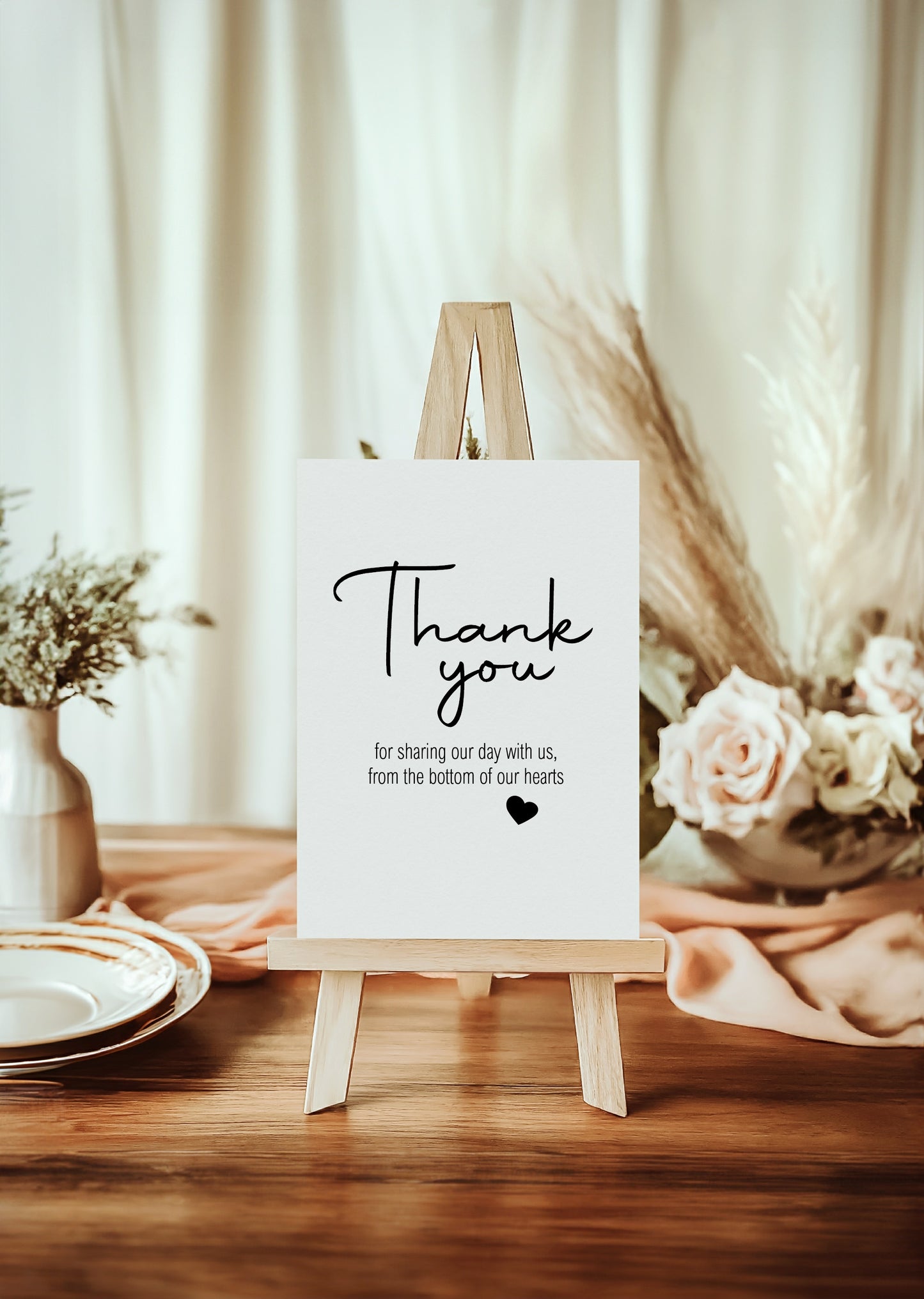 Minimalist Thank You Wedding Sign | Black & White