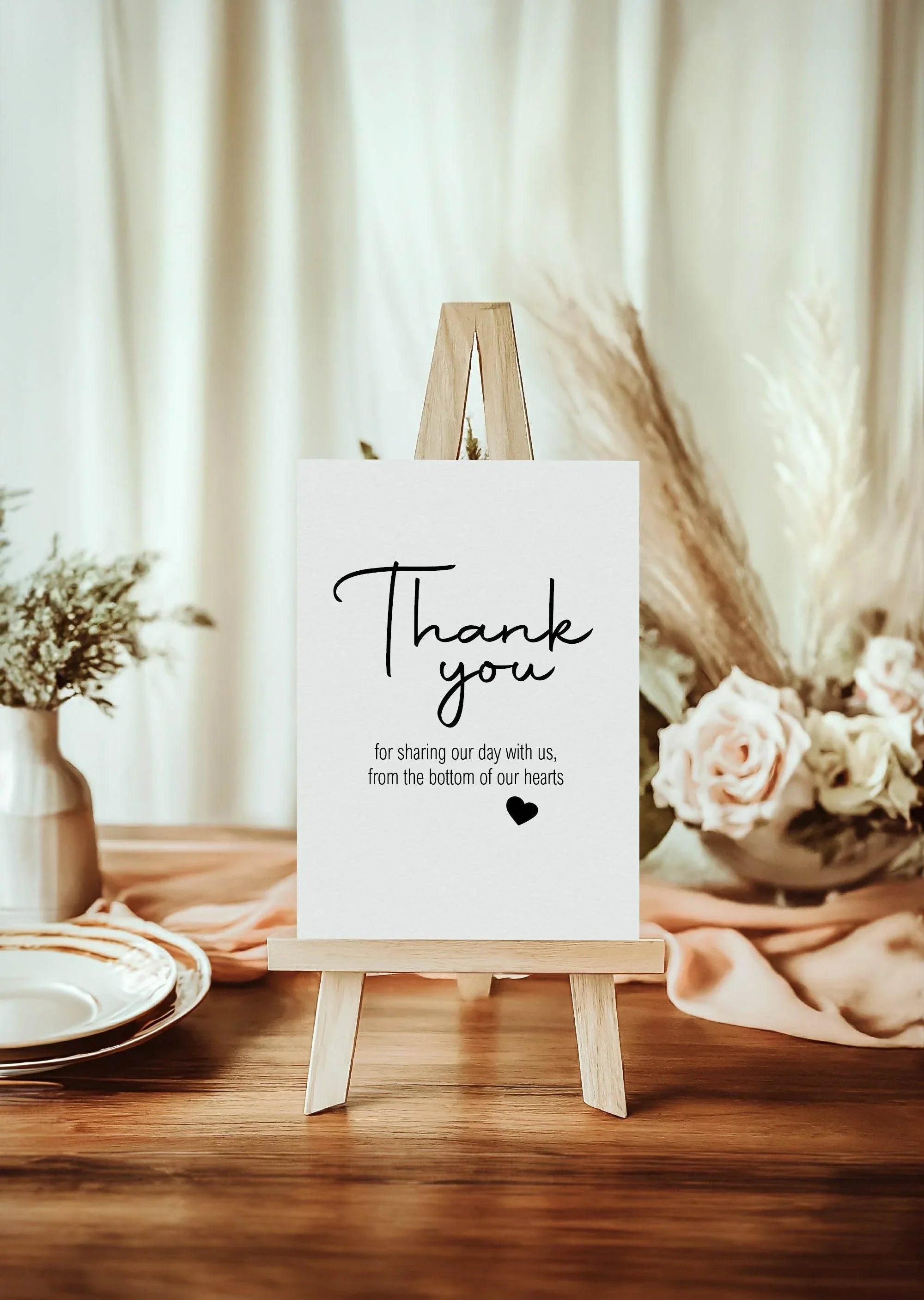 Minimalist Thank You Wedding Party Sign - Larosier Prints